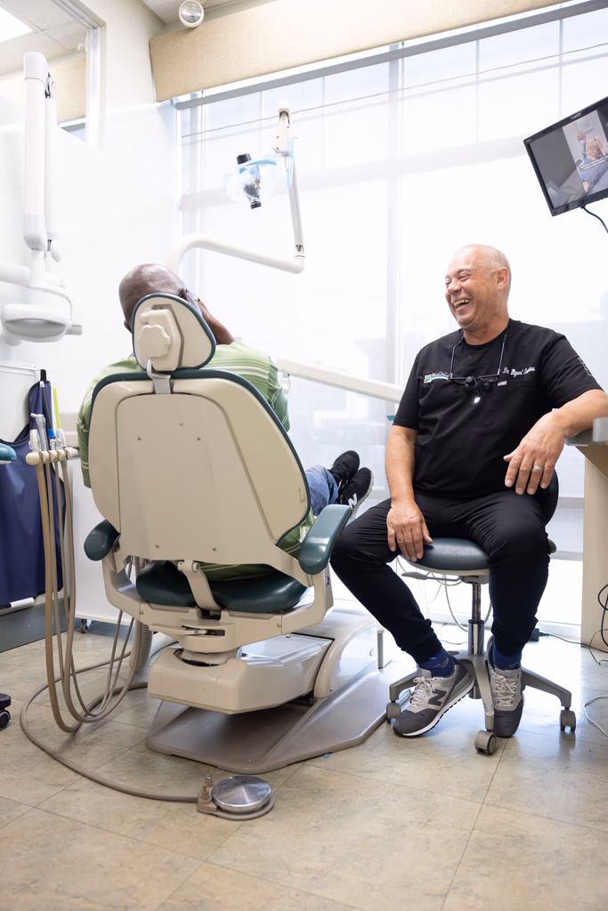 Dr. Casañas at work in the operatory