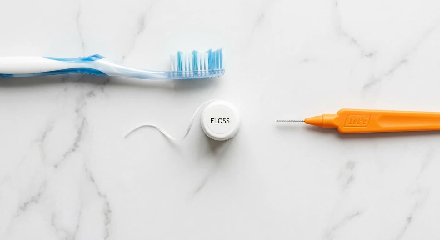 Toothbrush, interdental brushes, and water flosser for daily dental implant care