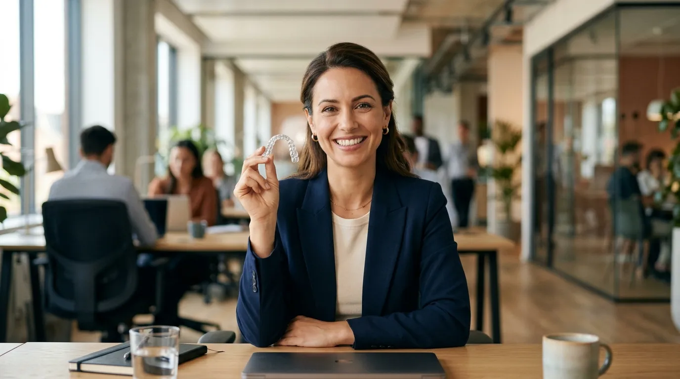 Side-by-side comparison of Invisalign clear aligners and traditional metal braces