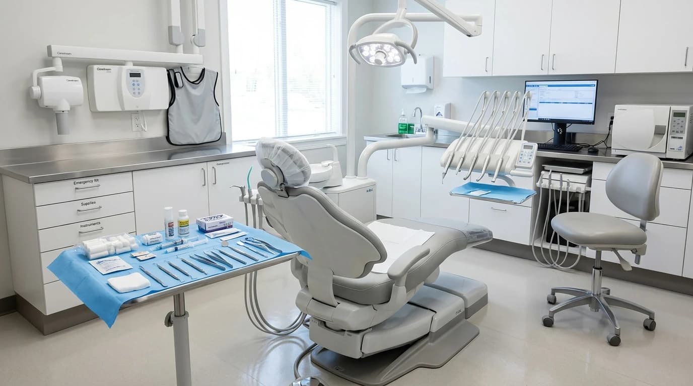 Dental operatory at Meadowbrook Dental Care prepared for an emergency appointment